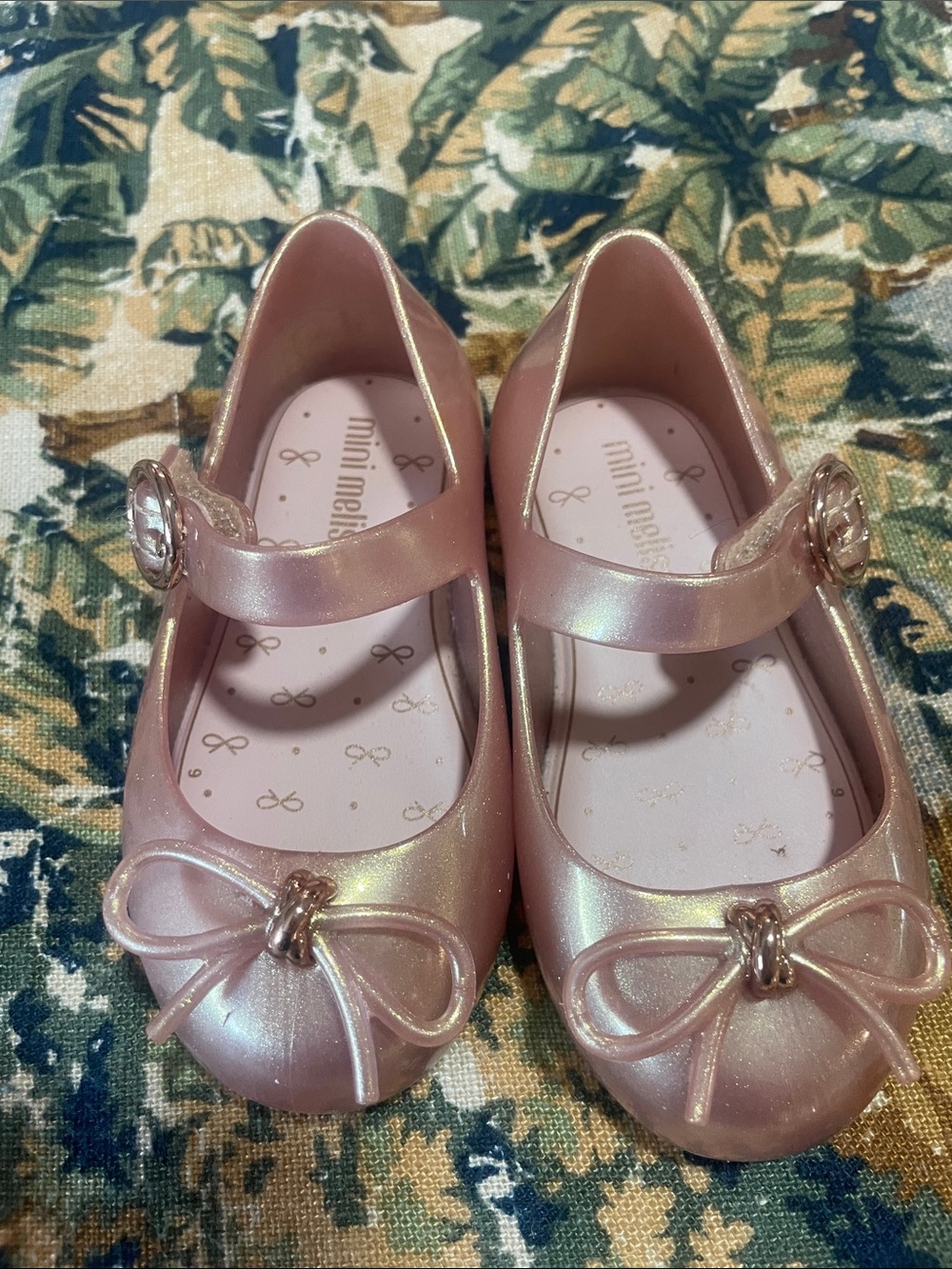 Mini Melissa Girls' Pink Shimmer Mary Jane Shoes